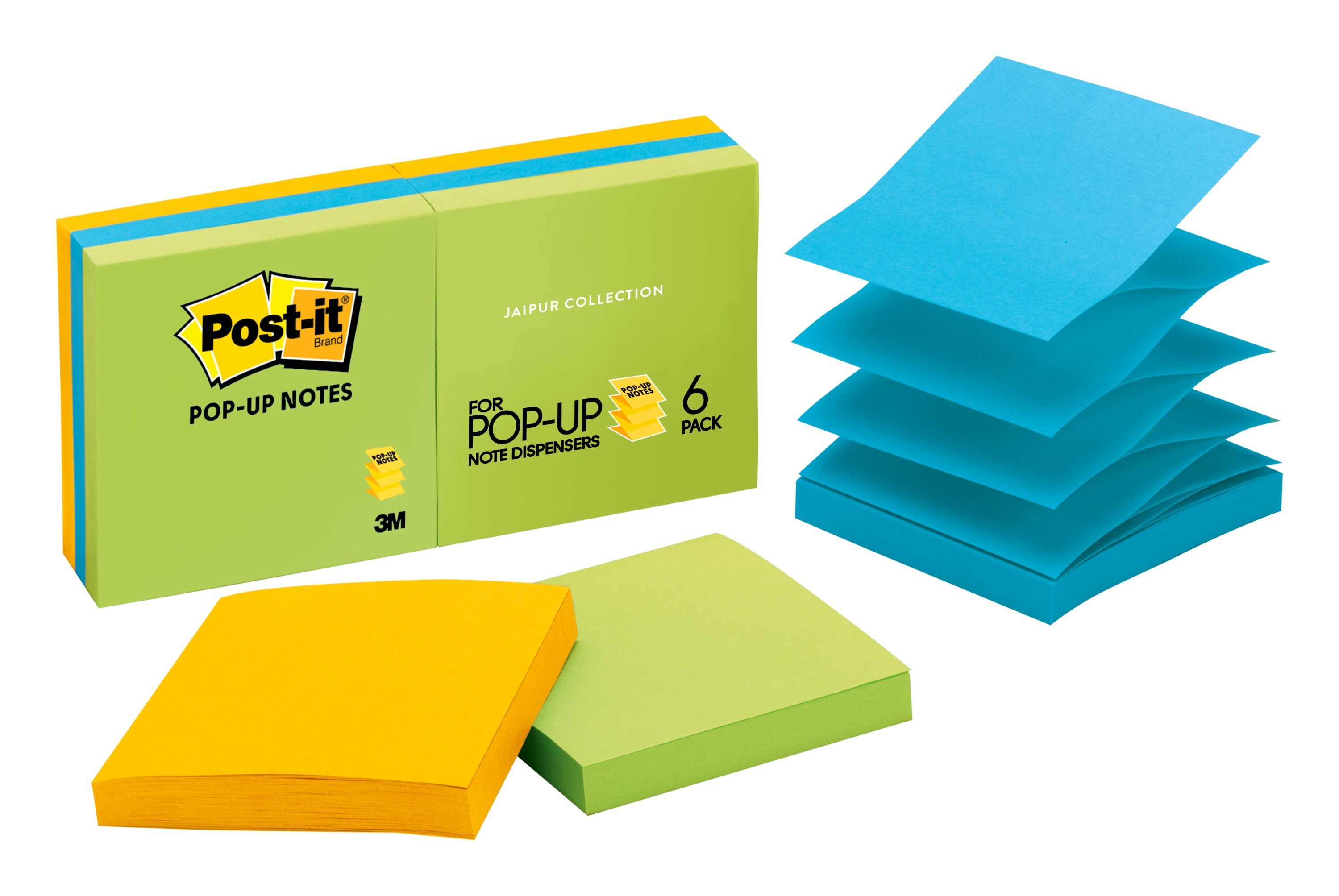 Postit Popup Notes Original Popup Refill, 3 x 3, Assorted Jaipur
