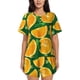 thumbnail image 1 of Fotbe Orange Conjunto de Pijama Estampado para Mujer, 2 Piezas, Ropa de Dormir con Camiseta de Manga Corta y Shorts Suaves-Large, 1 of 6