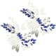 thumbnail image 4 of 2 peinetas azules con diamantes de imitación para el pelo, con forma de hoja, para novia, para boda, 4 of 5