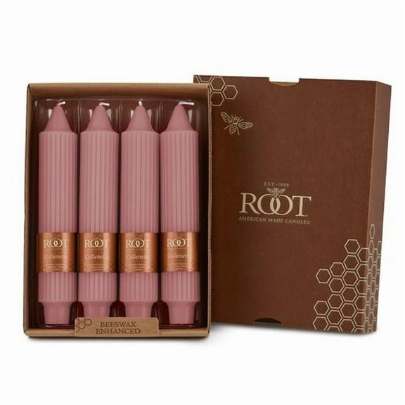 ROOT Candles 7" Grecian Collenette Taper Candles in Dusty Rose (Box of 4)