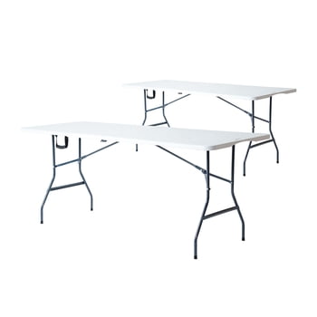 Mesa Plegable LOOMBER Blanca 180 centímetros Set de 2 piezas