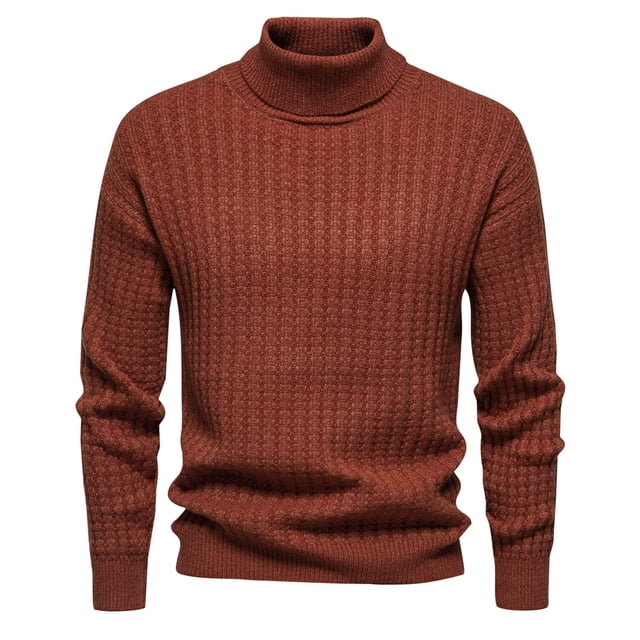 Styesk Mens Sweater Solid Color Pullover Sweater Cable Knit Turtleneck Sweater Comfy Soft Oversized Sweater Casual Loose Sweaters with Ribbing Edge
