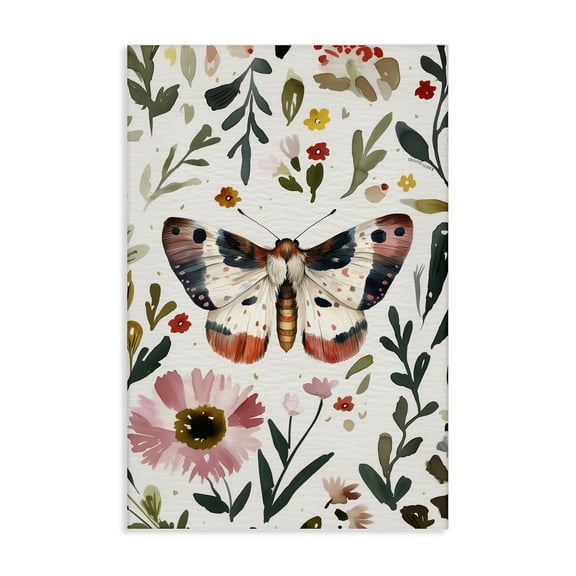 Stupell Industries Eclectic Moth & Organic Flowers Canvas Art, 16 x 24, by The Dutch Lady