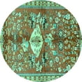 thumbnail image 1 of Ahgly Company Machine Washable Indoor Round Animal Turquoise Blue Traditional Area Rugs, 5' Round, 1 of 4