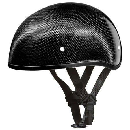 Daytona Helmets Carbon Fiber Slim Line Skull Cap Half Shell Helmet (X-Large) with Head Wrap and Draw String