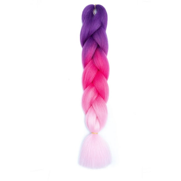 XmhyTop Rainbow Gradient Braiding Hair, 3Tone Synthetic Fiber Braid-In Extensions, 3Pcs 24in Real Soft Hair Supplies for Braiding Styling, Purple/Rose/Pink