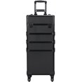 thumbnail image 1 of Rolling Makeup Case Large, 4 in 1 Professional Makeup Train Case, Cosmetic Storage Organizer Cosmetic Travel Case with Folding Trays, Wheels and Aluminum Frame, Black, 1 of 8