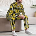 thumbnail image 7 of Naloa Sunflowers On Black And White Stripes Men’s Pajamas Set - Long Sleeve Button Down Sleep Shirt and Pajama Bottoms Sleepwear Set-, 7 of 7