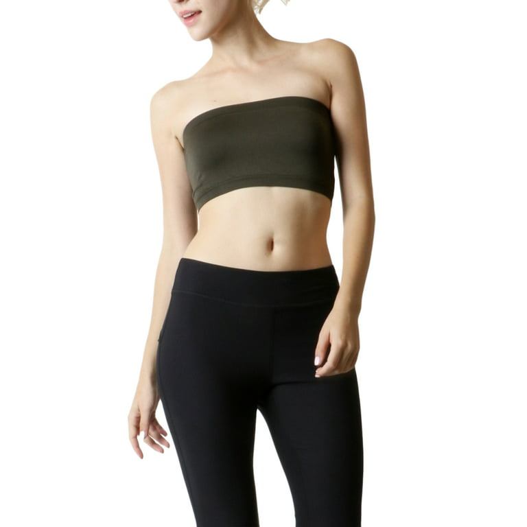 ToBeInStyle Women's Seamless Bandeau Tube Top Ribbed Without Pad - Black -  One Size : : Clothing, Shoes & Accessories