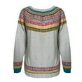 thumbnail image 4 of NMMUED Fairisle Sweaters for Women Knitted Tops for Women Womens Tops Casual Pullover Sweaters for Women Soft Sweaters for Women Business Casual Sweaters for Women Knit Sweater for Women White 4XL, 4 of 4