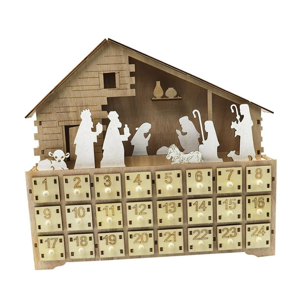 Calendario de Adviento de Navidad Calendario de cuenta de regresiva 24 cajones Decoración
