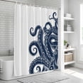 thumbnail image 6 of Navy Blue Octopus Shower Curtain, Waterproof Shower Curtains for Bathroom, Coastal Ocean Animals Nautical Washable Fabric Bathtub Curtain Set Bath Decor with 12 Hooks Standard 72"x72", 6 of 8