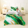 thumbnail image 4 of Homewish Green Marbling Twin Comforter Sets,Gold Metallic Print Bedding Set,Light Gray Reversible,2-Piece,1 Comforter and 1 Pillowcase, 4 of 7