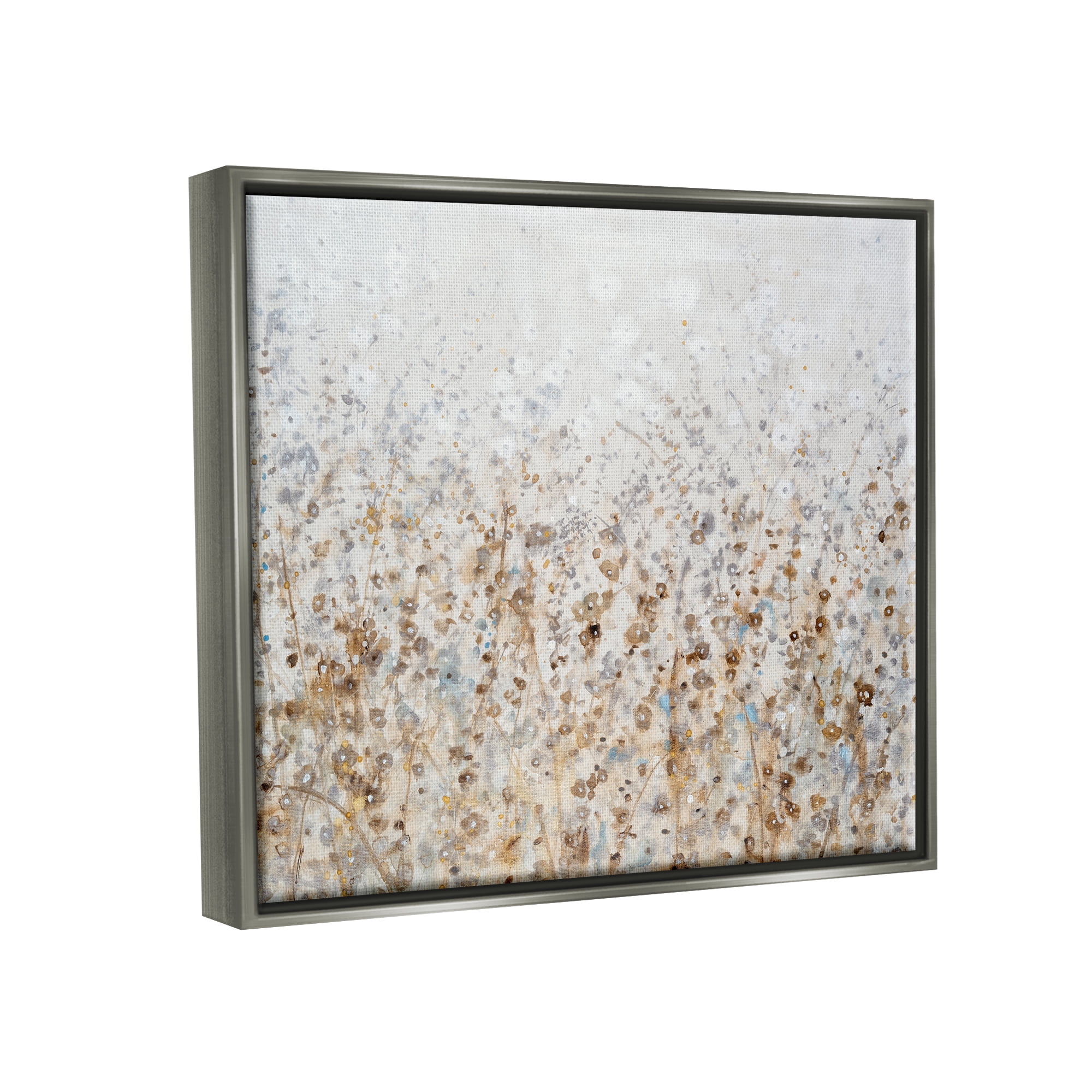 Stupell Industries Modern Botanical Scenery Abstract Painting Gray Floater Framed Canvas Art Print Wall Art, 31 x 25