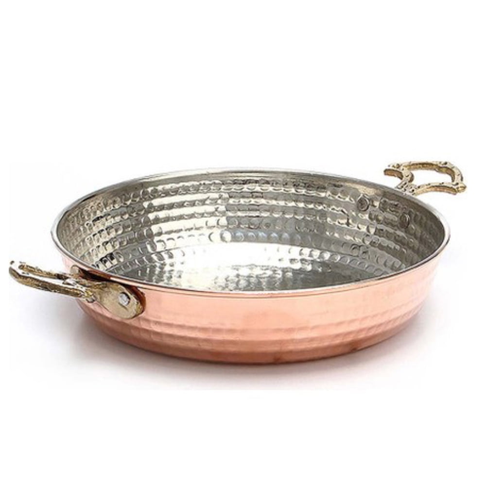 Handmade Copper PAN with Brass Handles Egg Omelette Pan Tinned Inside Sound 