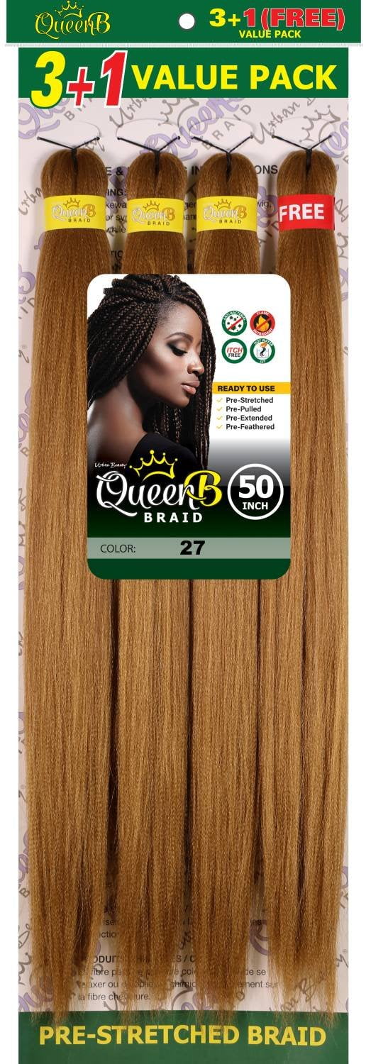 QueenB 4X Value Pack Pre-Stretched Braiding Hair 50” – Color Spicy