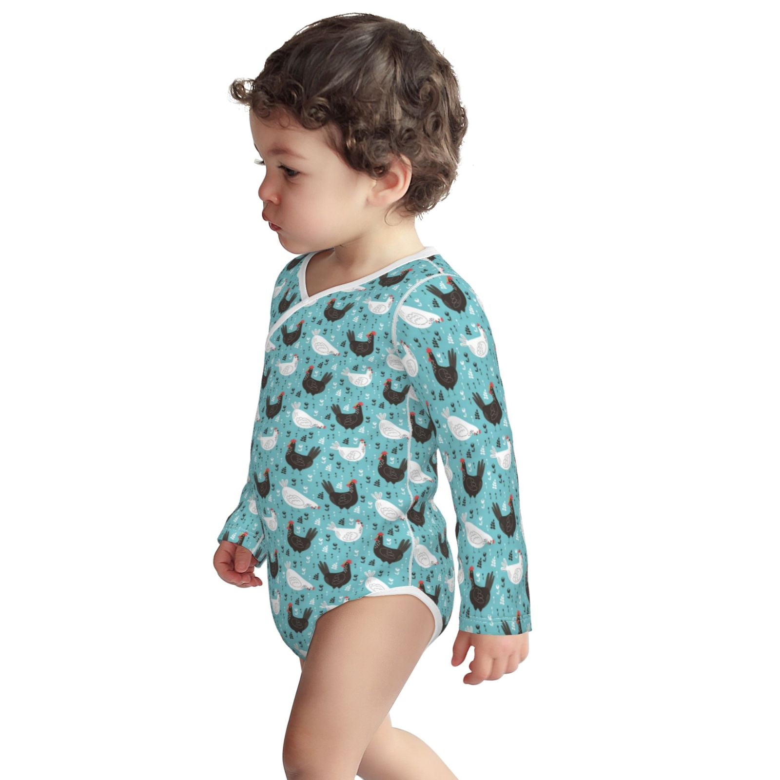 Xecao Lovely Roosters Print Baby unisex-baby Cotton Long-sleeve Bodysuits-3 Months
