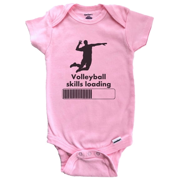 Volleyball Skills Loading Funny Baby Bodysuit (Pink), 0-3 Months