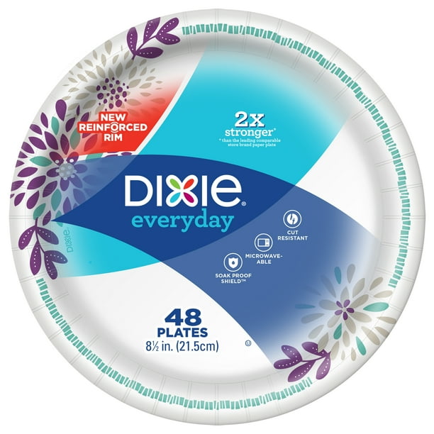 Dixie Everyday Paper Lunch Plates, 8.5", 48 Count
