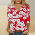 thumbnail image 2 of BangWanChi Womens Summer Tops 3/4 Sleeve Women's Fashion Casual Print V-neck 3/4 Sleeve Top Long Sleeved V-neck Top/Shirt, 2 of 5