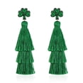 thumbnail image 1 of Pendientes con borlas para el día de San Patricio para mujer, aretes colgantes con borlas de hilo y flecos en capas de cristal bohemio, 1 of 5
