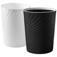 thumbnail image 2 of Office Trash Can Simple Look Design Plastic Waste Bin 2Pcs Black Circular Shape Storage for Bedroom Hotel, 2 of 5