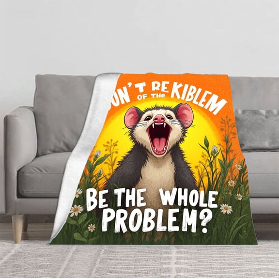 Durable Soft & Warm Flannel Blanket - Cozy Cartoon Possum Design Perfect for Sofa Travel Bed & Chair - Ideal for Comfort