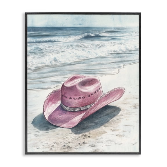 Stupell Industries Southwestern Cowgirl Hat on Beach Black Framed Giclee Art, 11 x 14, by Heidi Kuntz