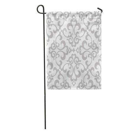 SIDONKU Gray Royal Floral Pattern Baroque Damask Graphic Modern Abstract Curtains Garden Flag Decorative Flag House Banner 12x18 inch