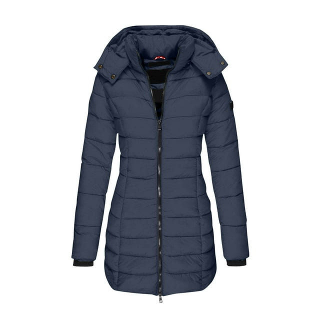 RXMEKW Parka à Manches Longues Rembourrée pour Femmes, Veste Mi-Longue Décontractée à Capuche avec Poches, Vert Armée G