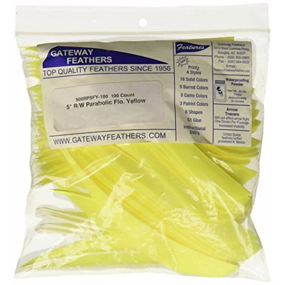 Gateway Parabolic Feathers Neon Yellow 5 In. Rw 100 Pk.