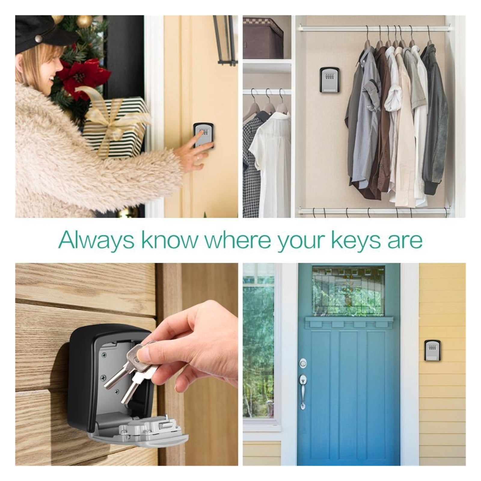 Key Safe Box Outdoor , Password Key Box Decoration Key Code Box Key Storage Lock Box Wall Mounted Password Box Outdoor Key Safe Lock Box Gray ,Prevent Theft