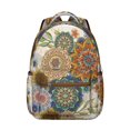 thumbnail image 1 of Bohemian Vintage School Backpack with Earthy Floral and Artistic Tribal Patterns, Durable Waterproof Oxford Cloth, Adjustable Straps, Large Capacity Rustic Style School Bag, 1 of 6