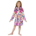 thumbnail image 6 of FORMRS Niños Bathrobe Unisex Hooded Robe Soft Plush Pajamas Sleepwear, Size 4-6T, Purple Colorful Circles, 6 of 7