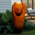 thumbnail image 4 of ourrco 30.7" H Concrete Jar Water Fountain Outdoor Garden Cascading Water Fountain Vase Waterfall Feature w/Electric Pump and LED Light for Indoor Outdoor Home Decor, Orange, 4 of 11