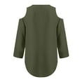 thumbnail image 4 of Pxiakgy Cold Shoulder 3/4 Roll Sleeve Tops for Women Loose Shirt Chiffon Zipper Long Sleeves Plus Size Tops Cold Shoulder Top Zip Front Shirts V Neck Blouses Tunic Top Gn2 4Xl, 4 of 6