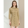 thumbnail image 2 of DARING DIVA 3/4 Sleeve Button Down Denim Shirt Dress M Brown, 2 of 6