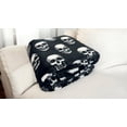thumbnail image 5 of Serafina Home Halloween Blanket Throw: White Skulls on Black Fleece Extra Large 70 x 50 for Sofa Bed Couch Chair Dorm, 5 of 7