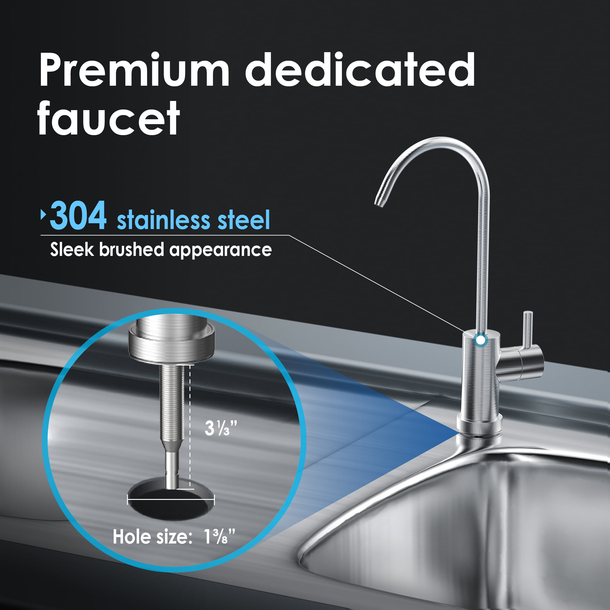Waterdrop 17UB Under Sink Water Filter System, 3-Year Ultra Long Lifetime  Drinking Water Filtration System, with Dedicated Brushed Nickel Faucet, 