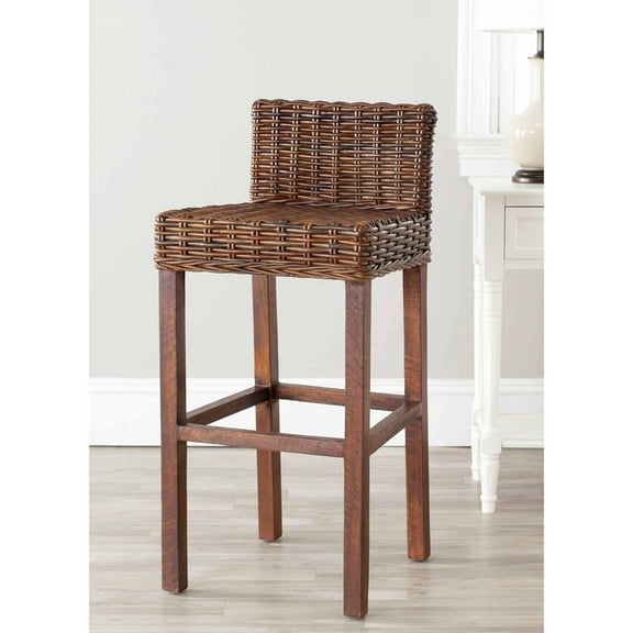 SAFAVIEH Cypress Traditional Woven Bar Stool, Cappuccino