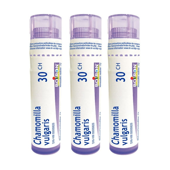 Boiron Chamomilla Vulgaris 30CH – Homeopathic Medicine, Box of 3 Tubes (4g Each, Approx. 80 Pellets per Tube)