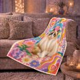 thumbnail image 6 of Groovy Cat With Blue Eyes In Psychedelic Retro Scene Cheerful Whimsical Art For Cat Lovers Housewarming Gift Soft Flannel Blanket Home Decor Bedroom Living Room, 6 of 9