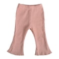 thumbnail image 3 of UJNDER Toddler Kids Baby Girl Knitted Ribbed Flared Stretchy Casual Solid Color Outfit Wear Comfortable Trousers Pants Girls Pants,Pink,6-9 Months, 3 of 3