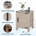 thumbnail image 6 of Accreate Farmhouse Nightstand with USB Charging Station, Rustic Bedside Table with Charging Station & Sliding Barn Door, 18" Modern Two-Tier Nightstand for Bedroom, Night Stand, 6 of 8