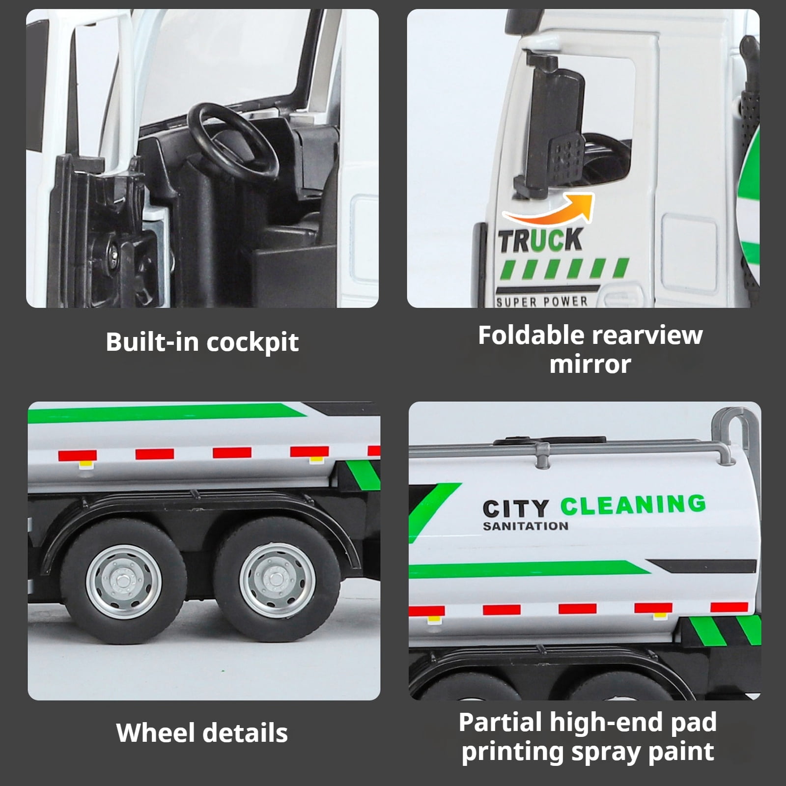 Anmyjuly Large Urban Sanitation Vehicle Alloy Diecast Truck Model City Sprinkler Truck Toys Multifunctional Children's Toys Gift for Kids