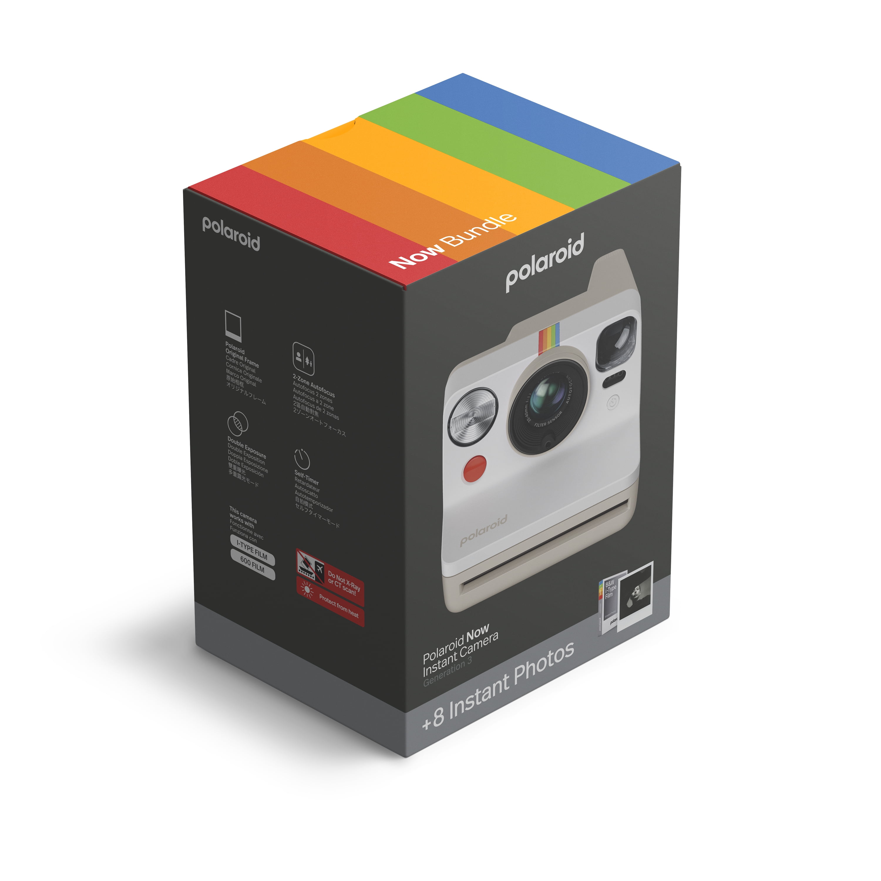 Polaroid Now Generation 3 Instant Camera (Pebble White) + B&W Film 