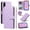 Purple, variant on For Samsung Galaxy A37 5G Wallet Grid Texture Magnetic Flip Cover Card Holder & Bills Slot, Soft PU Leather Magnetic For Women Wallet Case With Detachable Shoulder Strap And Wrist Strap,Purple