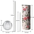thumbnail image 6 of Flower Tumbler 20 Oz Travel Coffee Mug Floral Print Skinny Tumblers with Lid and Straw Stainless Steel Insulated Coffee Cups Gift for Flower Lover, 6 of 7