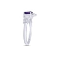 thumbnail image 3 of AFFY Heart Cut Simulated Alexandrite & Cubic Zirconia Claddagh Ring In 14k White Gold Over Sterling Silver Jewelry Gift For Her Ring Size-8.5, 3 of 6