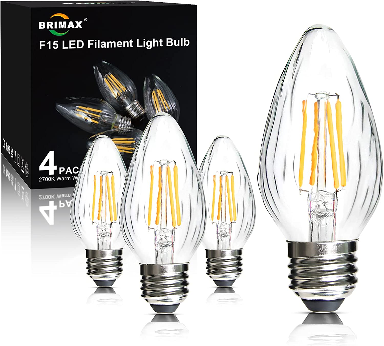 F15 4W Led Porch Light Bulbs Outdoor, Equivalent 40W Incandescent Bulb